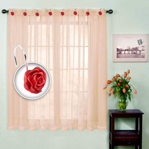 BEAVO Shower Curtain Hooks, Home Decorative Rustproof Shower Curtain Hooks Resin Rose Flower Shower Hooks Rings for Bathroom Shower Rods Curtains,...