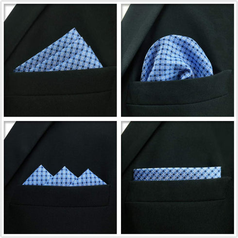SHLAX&WING 5 Pieces Assorted Mens Silk Pocket Square Handkerchiefs Set 09...