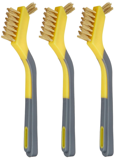 Amazon Basics Brass Mini Brushes, Soft Grip, 3-Pack, 1/2 inch, Yellow/Grey...