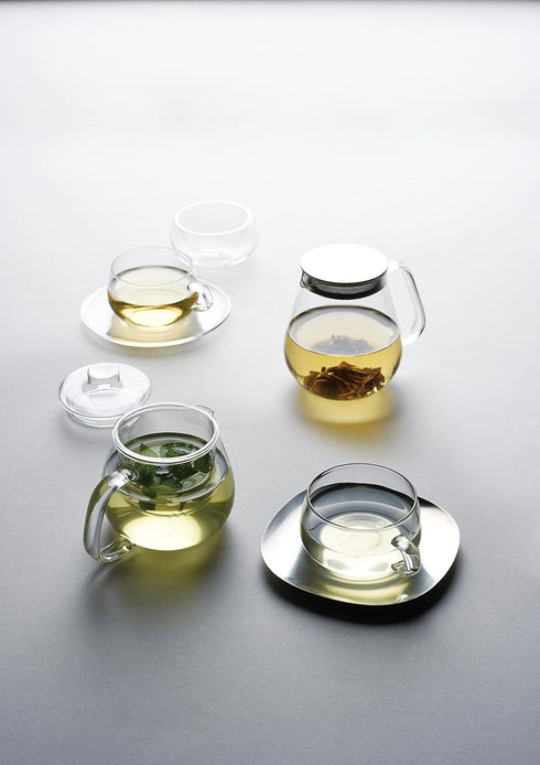 Kinto Stainless Unitea One Touch Teapot 720 Milliliter (24.35 Fl. Oz.) - Heat-resistant Glass Teapot with Stainless Steel Strainer in Lid (Japan I...