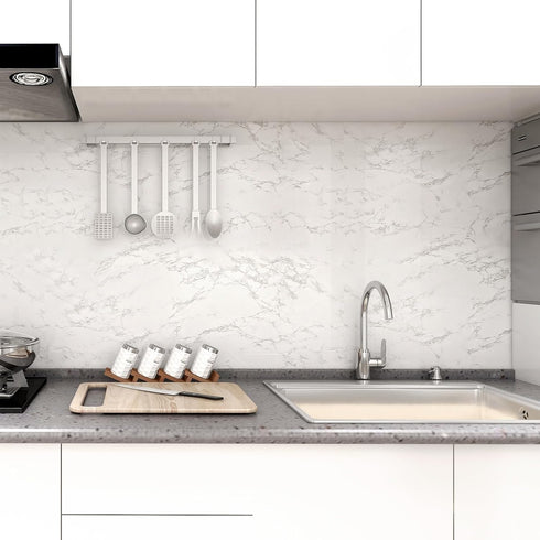 practicalWs Marble Contact Paper Peel and Stick, 15.7inch×118.1inch White Marble Wallpaper for Countertops Waterproof, Self Adhesive Removable Wal...