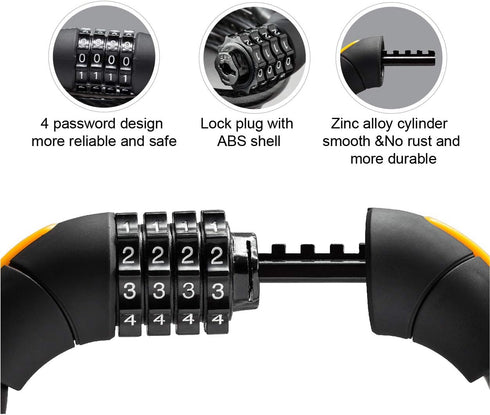 Via Velo Bike Lock Combination Cable Lock Combinationa Lock with 4-Feet Bike Cable Basic Self Coiling Resettable Combination with Complimentary Mo...