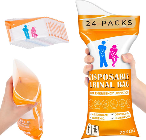 Urine Bag Pee Bag,12/24 Packs 700ML Disposable Urinal Bag for Travel, Emergency Portable Pee Bag and Vomit Bags, Toilet Bag for Camping, Traffic J...