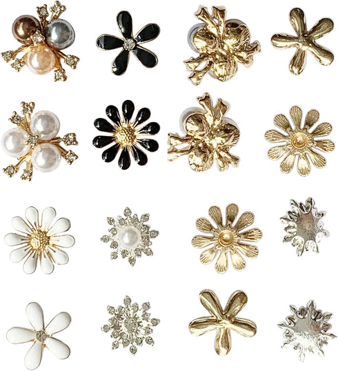 80 Pieces Flower Rhinestone Buttons Faux Pearl Buttons Flat Back for Jewelry Making Wedding Party Home Decoration DIY Craft Hair Accessory...