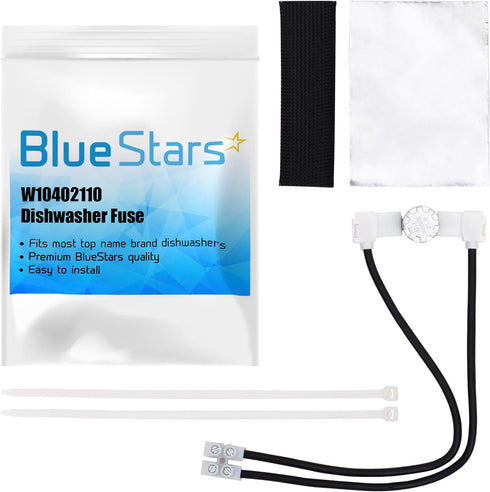 Ultra Durable W10402110 Dishwasher Fuse Replacement Part by BlueStars - Exact Fit for Whirlpool Kenmore Kitchen Aid Dishwashers - Replaces W10195528 W10402110VP PS4704481
