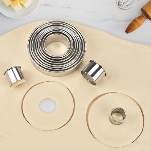 Round Cookie Press Set, 12 Graduated Circle Pastry Press, Heavy Duty Commercial Grade 18/8 304 Stainless Steel Cookie And Dough Press...