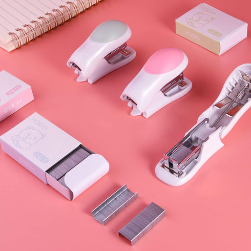 NEBURORA Mini Effortless Desktop Staplers with 400 Standard 26/6 Staples, 2-24 Sheet Capacity, includes Built-in Staple Remover, Cute Stapler Gift...