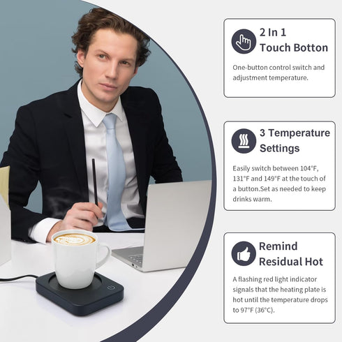 AnbanglinCoffee Mug Warmer, Smart Cup Warmer for Desk, 3 Temperature Control & Auto Shut Off, Electric Cup Warmer for Heating Candle,Milk,Tea,Beve...