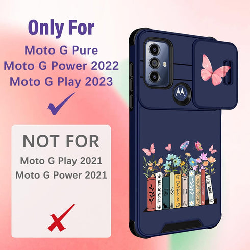 (2in1 for Motorola Moto G Pure Phone Case/Moto G Power 2022 Phone Case/Moto G Play 2023 Case for Women Girls Cute Cover Girly Pretty Fashion Teens...