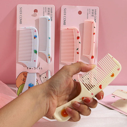 Small Cute Hair Comb,2 Piece Mini Hair Comb Set Fine Tooth Rat Tail Comb Portable Anti-Static Plastic Hairdressing Comb Hair Comb Gift For Wet And...