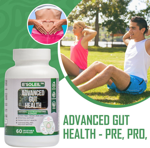 B’Soleil™ Advanced Gut Health Probiotic - Pre, Pro & Post Biotics - Natural Gastrointestinal Support - 60 Vegetable Capsules - Gluten Free, Vegan ...
