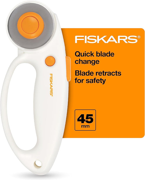 Fiskars 45mm Quick Change Rotary Cutter for Fabric - Steel Rotary Cutter Blade - Craft Supplies - Crafts, Sewing, and Quilting Projects - White...