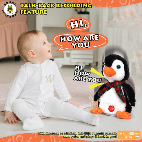 TOY Life Plush Penguin Baby Musical Talking Toys Infant Toys for Baby 24 Months - Stuffed Newborn Toys with Dancing Singing Toys for Babies Boys G...