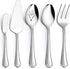 5-Piece Serving Utensils, E-far Stainless Steel Scalloped Edge Hostess Serving Set for Buffet Party Kitchen Restaurant, Mirror Finished & Dishwash...