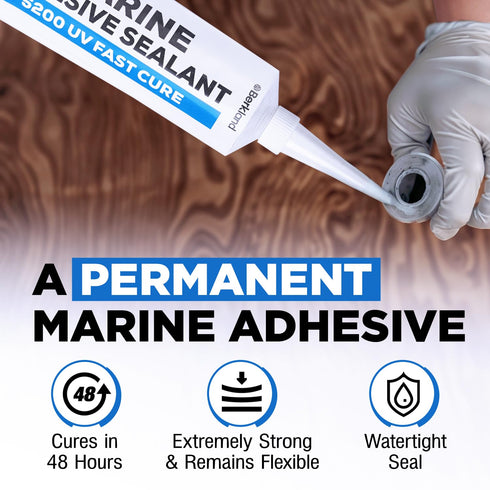 3 oz Marine Adhesive Sealant 5200 Fast Cure (White) - Permanent, Watertight Bonding and Sealing - UV Resistant, above & below Waterline - Compare ...