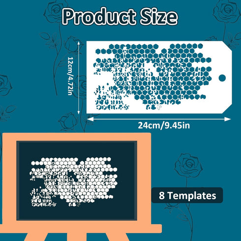 8pcs Stencils and Templates for Painting, Reusable Stencils for Wood Signs Wall Furniture Paper, Art Stencil Templates for Drawing Painting, Scrap...