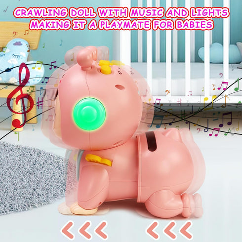 Crawling Baby Toys for 6-12 Months, Fun Tummy Time Toys for Toddler with Music and Light, Interactive Walking Moving SensoryToys for Infant Baby G...