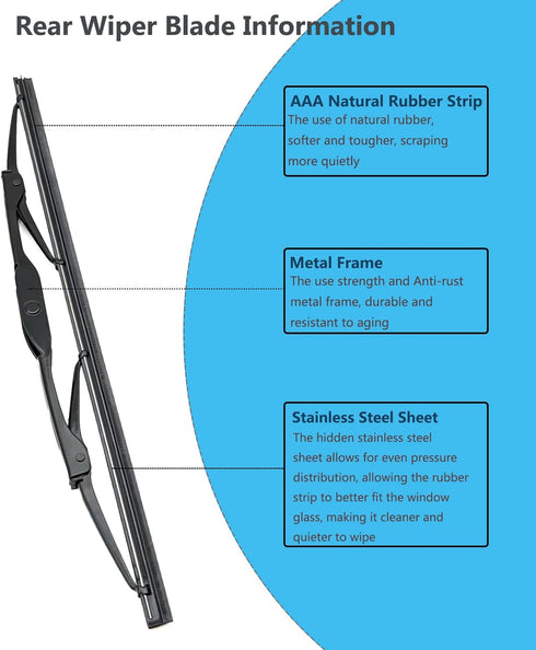 Rear Window Wiper Arm & Blade Replacement for Audi Q7 2007-2015 Rear Windshield Wiper Arm & Blade, Factory OE Style Rear Window Wiper Arm Blade Se...