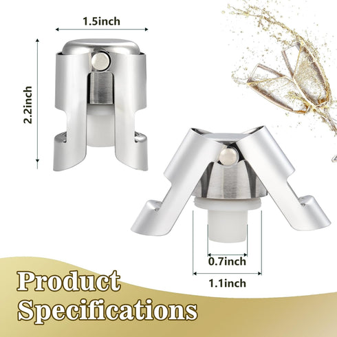 I-MART Pack of 6 Stainless Steel Champagne Stoppers, Prosecco, Sparkling Wine Bottle Stopper, Cork...