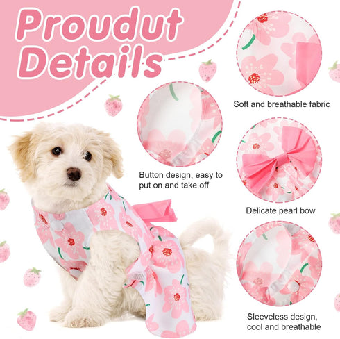5 Pieces Cute Dog Dress Summer PET Puppy Clothes Soft and Comfortable PET Dog Dresses with Bow Knot for Small Pets, 5 Styles (Large)...