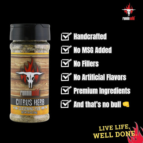 Citrus Herb Seasoning | No Artificial Flavors, No MSG added | Premium Citrus Seasoning for Fish, Chicken, Pork and Lamb | Runnin’ Wild Foods, 5.6 ...