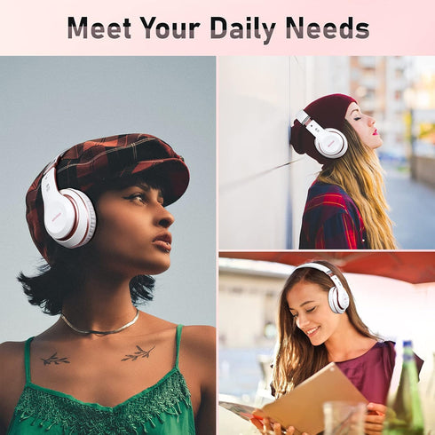 Bluetooth Headphones Over Ear, 6S Foldable Wireless Headphones with 6 EQ Modes, 40 Hours Playtime HiFi Stereo Headset with Mic, Soft Ear Pads, TF/...