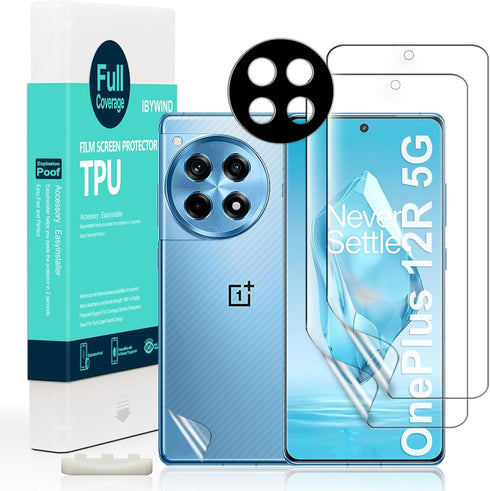 Ibywind 2 Pcs Screen Protector For OnePlus 12R 5G 6.78",Flexible TPU Film,With 1Pc Camera Lens Protector,1Pc Back Film,Bubble Free[Easy to install...