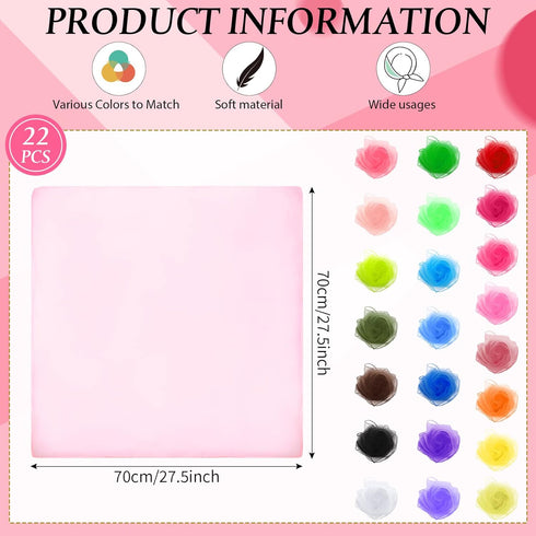 22 Pcs 50s Retro Chiffon Sheer Square Neck Head Scarf for Women Handkerchief Lightweight Satin Ribbon Scarf Hemmed Sheer Neck Scarf Juggling Dance...