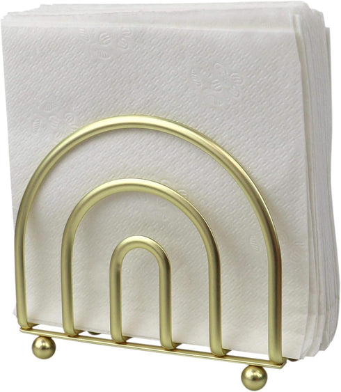 Home Basics Flat Wire Steel Free Standing Upright Non-Skid Modern, Gold Paper Napkin Holder/Freestanding Tissue Dispenser, 5"x 6"x 2" in...