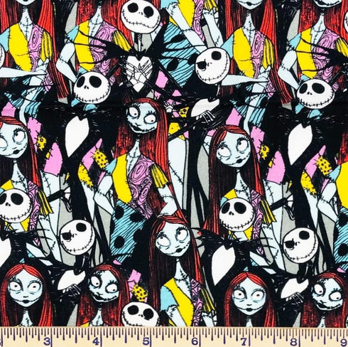Fat Quarter - Jack & Sally Nightmare Before Christmas Cotton Fabric - 18" x 22" Fat Quarter...