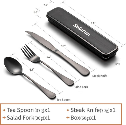 Travel Cutlery Set with Case Portable Silverware Utensils Set,4-pieces Stainless Steel Reusable Flatware Set Cutlery Set for Camping Picnic Hiking...