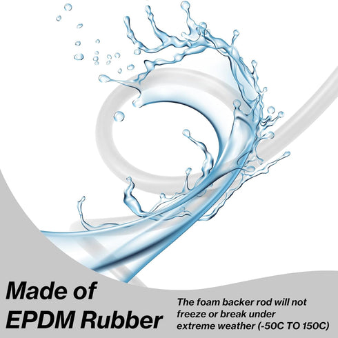 25FT Backer Rod 1/2 Inch Diameter Foam Caulk Concrete Expansion Joint Filler White Saver Weather Strip Seal for Gaps and Joints Concrete Filling (...