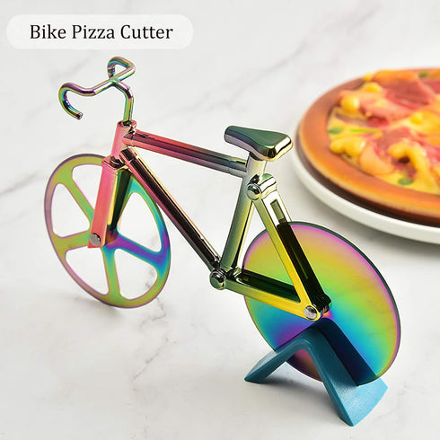 Stainless Steel Bicycle Pizza Cutter Wheel with Pizza Shovel Bike Pizza Slicer Creative Pizza Knife Kitchen Utensil Cool Gifts for Pizza Lovers Bo...