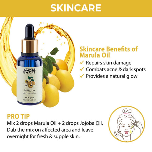 Nykaa Naturals 100 Percent Pure Cold Pressed Oil - Ideal Face Oil Skincare for Dry, Dull, Sensitive, Ageing Skin - Cruelty-Free - Marula - 1 oz...