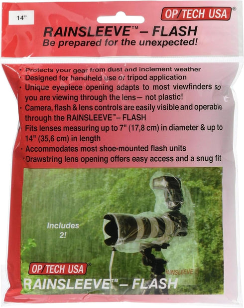 OP/TECH USA Rainsleeve Camera Cover - Clear Rain & Dust Sleeve for Shooting Photos & Video, with Viewfinder Access - Camera Rain Cover, Flash, 2 P...