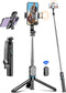 42" Selfie Stick Tripod with Fill Light Extendable Phone Tripod Stand All-in-1 Selfie Stick Travel Tripod with Detachable Remote & Phone Holder Ce...