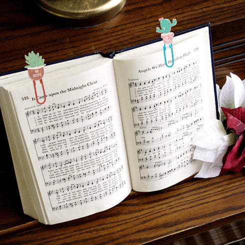 CRASPIRE 80Pcs Cactus Plants Paper Clips Cute Binder Paperclips Clamps with Clear Box Bookmarks Metal Planner Memo Dispenser for Office Supplies S...