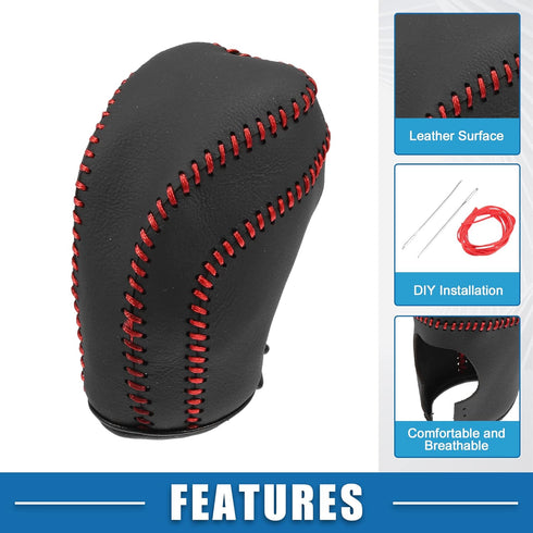 Gear Shifting Knob Cover Automatic Transmission Lever Trim for Toyota Camry 2018-2023 Corolla Hatchback 2019-2023 PU Leather Black Red...
