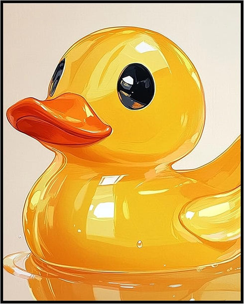 Posterizer 1 pcs-shiny cute golden yellow rubber duck 1-Kids Room Art-Art for Animal Lovers-Decor for nursery toddlers kids room- unframed wall ar...