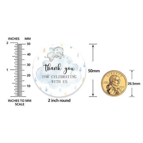 80 Elephant Baby Shower Thank You Stickers, Elephant Themed Baby Shower Favor Label Stickers(2 Inch)...