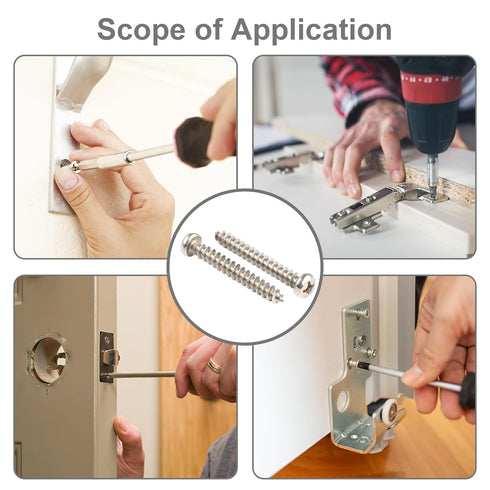 Wood Screws Assortment Fasteners Kit M4,60Pcs,410 Stainless Steel,Round Head, Philips Drive, Self Tapping,Assorted Drywall Screw,Give Away Driver ...