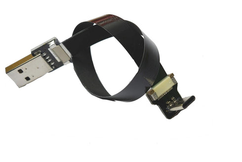 Slim Flat USB C 90 Degree Angled FPV Flat Slim Thin Ribbon FPC Cable USB Type-C 90 Degree to Standard USB A for sync and Charging Black (20CM)...