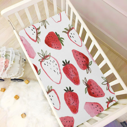 Fitted Crib Sheet Watercolor Strawberries Baby Sheets for Standard Crib Toddler Mattress Cover, Soft Microfiber Breathable Mattress Cover,27" x 39...