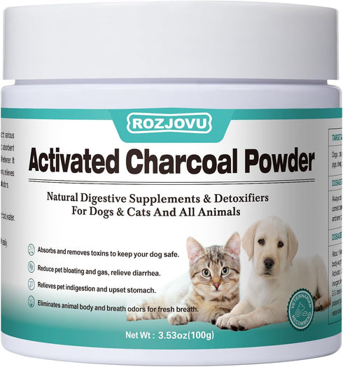 Activated Charcoal for Dogs, Cats, and All Pets, Charcoal for Dogs Poisoning, Digestive Health, Gas & Liver Support, Non-GMO, Gluten Free,3.53oz(P...