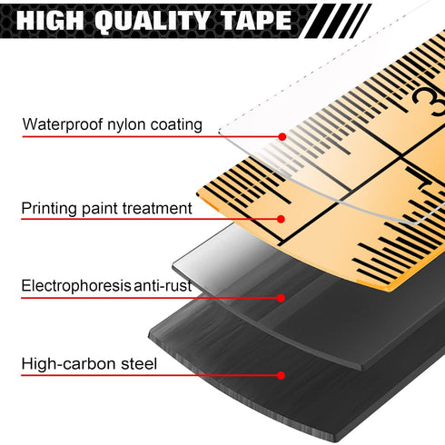 Magnetic Tape Measure 25 Ft with Fractions 1/8 and Metric,Easy to Read,Measuring Tape with Belt Clip for Surveyors,Engineers,Household,Carpentry,C...