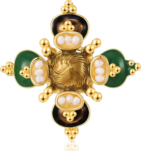 Retro Pearl Cross Brooch Pins for Women Fashion...