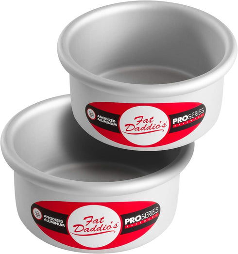 Fat Daddio's Anodized Aluminum Round Cake Pans, 2 Piece Set, 4 x 2 Inch...