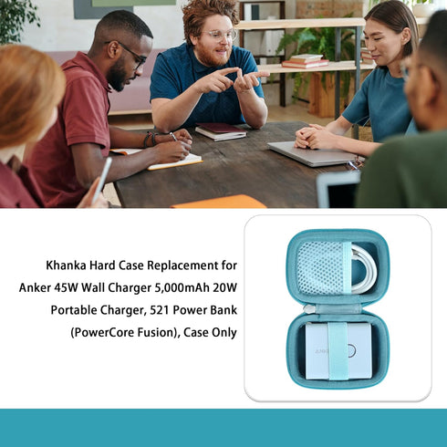 khanka Hard Case Replacement for Anker 45W Wall Charger 5,000mAh 20W Portable Charger, 521 Power Bank (PowerCore Fusion), Case Only (Blue)......