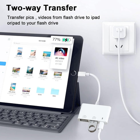 iPad to USB Adapter, USB for iPad, iPhone to USB Adapter Compatible iPhone/iPad,Plug N Play,Compatible with USB Flash Drive.Support iOS 16....