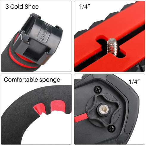 ULANZI U-Grip Pro Handheld Video Rig Steadicam with Triple Cold Shoe, Stabilizing Handle Grip Compatible for iPhone 13 12 Pro Max Xs 8 7 plus GoPr...